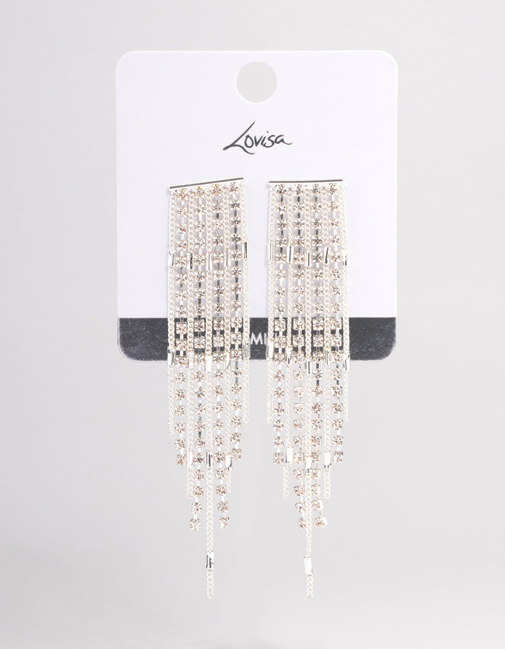 Silver Plated Cubic Zirconia Cupchain Tassel Earrings