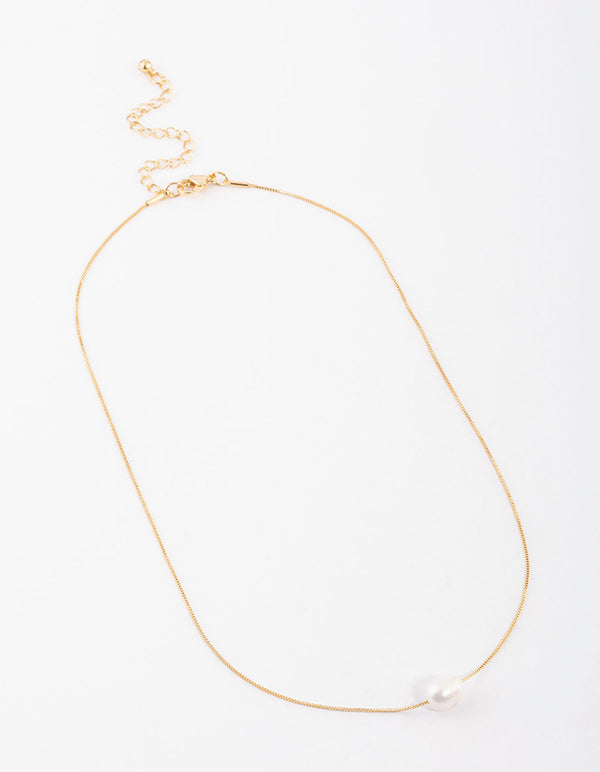Gold Plated Freshwater Pearl Pendant Necklace