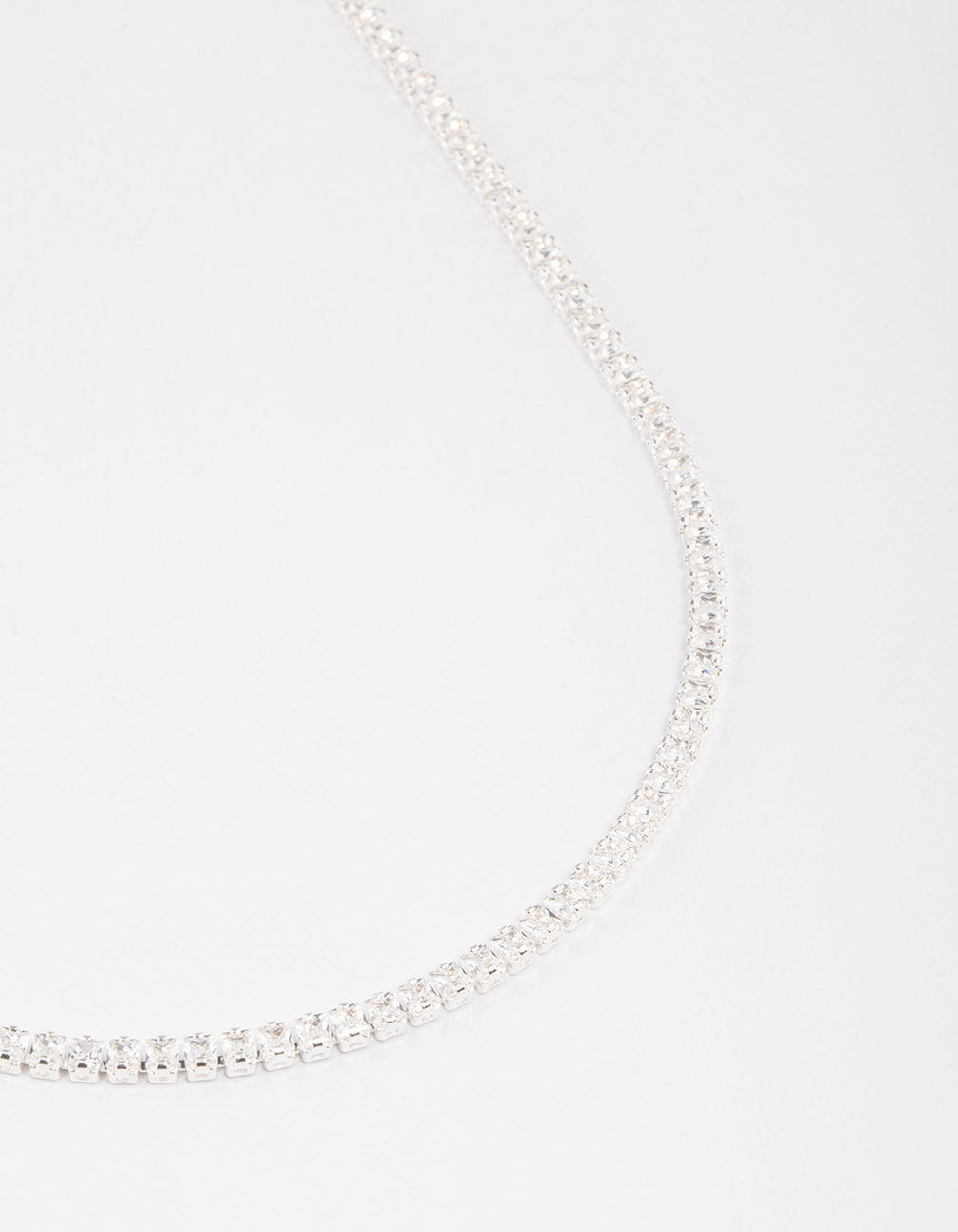 Silver Plated Fine Cubic Zirconia Cupchain Tennis Necklace