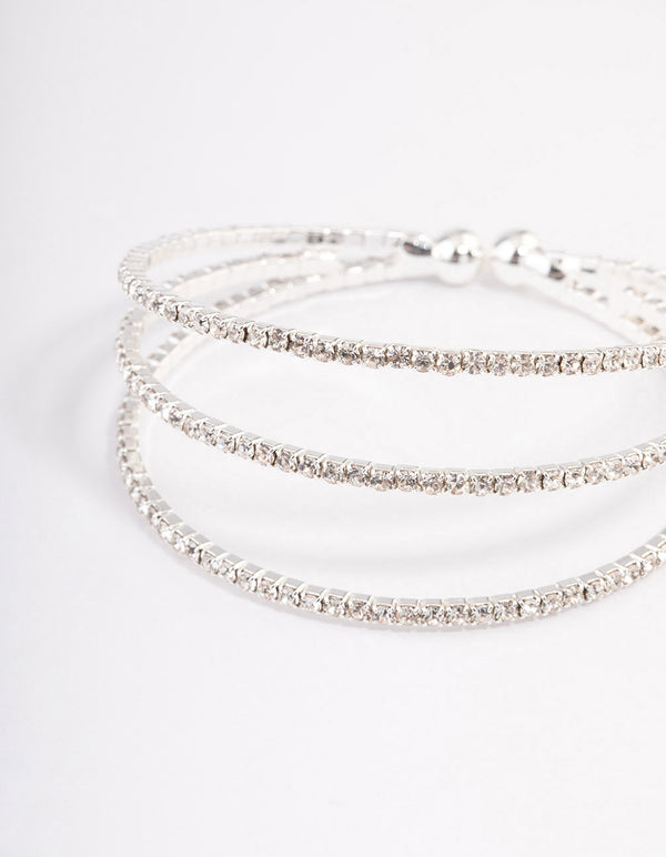 Silver Plated Trio Row Wrist Cuff