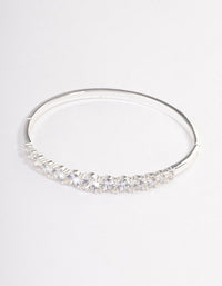 Silver Plated Gradual Cubic Zirconia Bangle - link has visual effect only