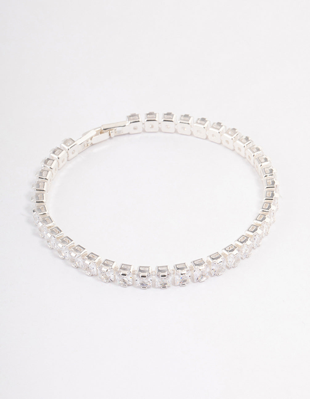 Silver Plated Square Cubic Zirconia Tennis Bracelet