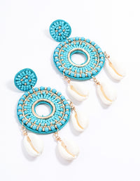 Gold Beaded Disc Statement Earrings - link has visual effect only