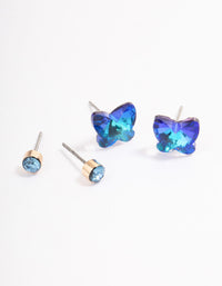 Gold Diamante & Butterfly Earrings Pack - link has visual effect only