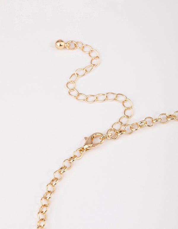 Gold Large Jewel Pendant Necklace