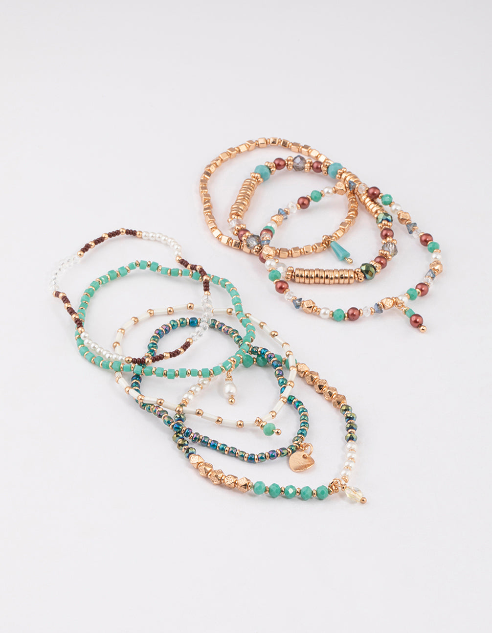 Gold Mixed Facet Beaded Bracelet 8-Pack