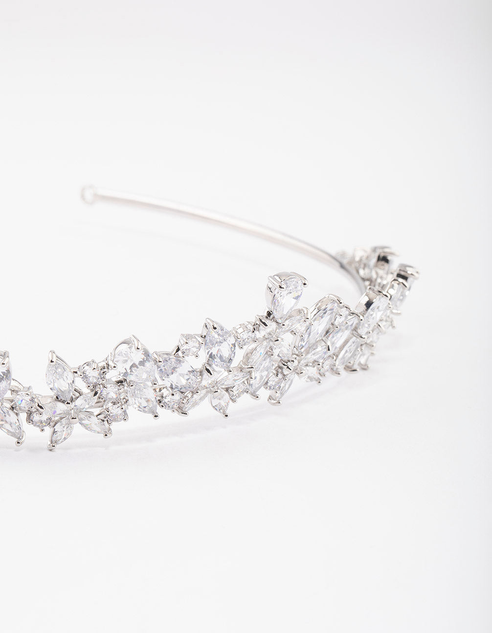 Silver Cubic Zirconia Mixed Marquise Floral Crown