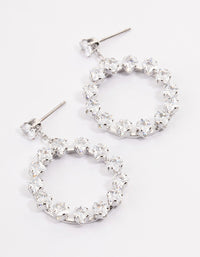 Silver Square Stone Wreath Drop Earrings - link has visual effect only
