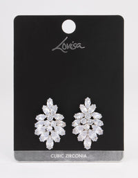 Rhodium Marquise Statement Stud Earrings - link has visual effect only