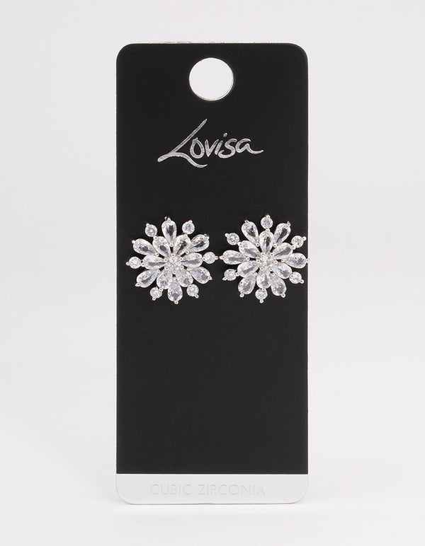 Silver Flower Stud Earrings