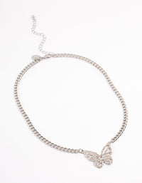 Silver Crystal Butterfly Necklace - link has visual effect only