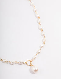 Gold Plated Freshwater Pearl Station Drop Necklace - link has visual effect only