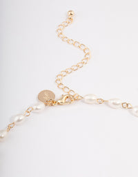 Gold Plated Freshwater Pearl Station Drop Necklace - link has visual effect only