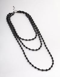 Coated Black Layered Bead & Facet Necklace - link has visual effect only