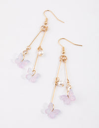 Lilac Double Stack Butterfly Drop Earrings - link has visual effect only