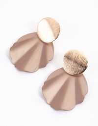 Gold Large Fold Disc Drop Earrings - link has visual effect only