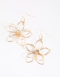 Gold Diamante Wire Flower Drop Earrings - link has visual effect only
