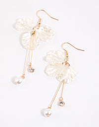 White Pearl Petal Stick Drop Earrings - link has visual effect only