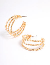 Gold Twisted Triangle Hoop Earrings - link has visual effect only