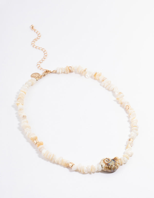 Gold Chipped Shell Necklace