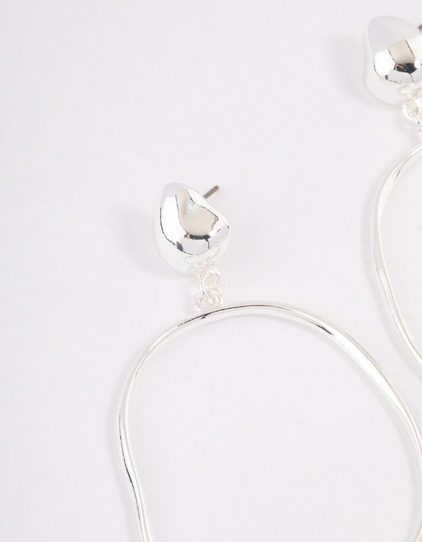 Silver Plated Doorknocker Circle Earrings