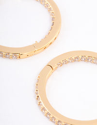 Gold Plated Brass Cubic Zirconia Pave Huggie Earrings - link has visual effect only