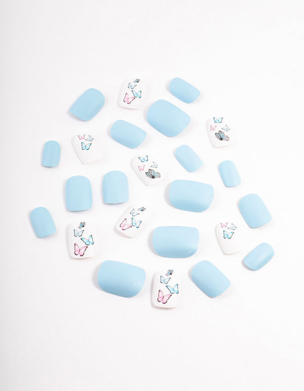 Tweens Blue & Butterfly Press On Nails