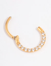 Gold Plated Titanium Cubic Zirconia Clicker Earring 7mm - link has visual effect only