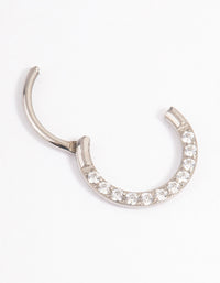 Titanium Cubic Zirconia Clicker Earring 7mm - link has visual effect only