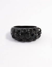 Coated Black Pebble Stone Ring - link has visual effect only