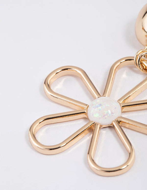 Gold Oversized Flower Drop Earrings