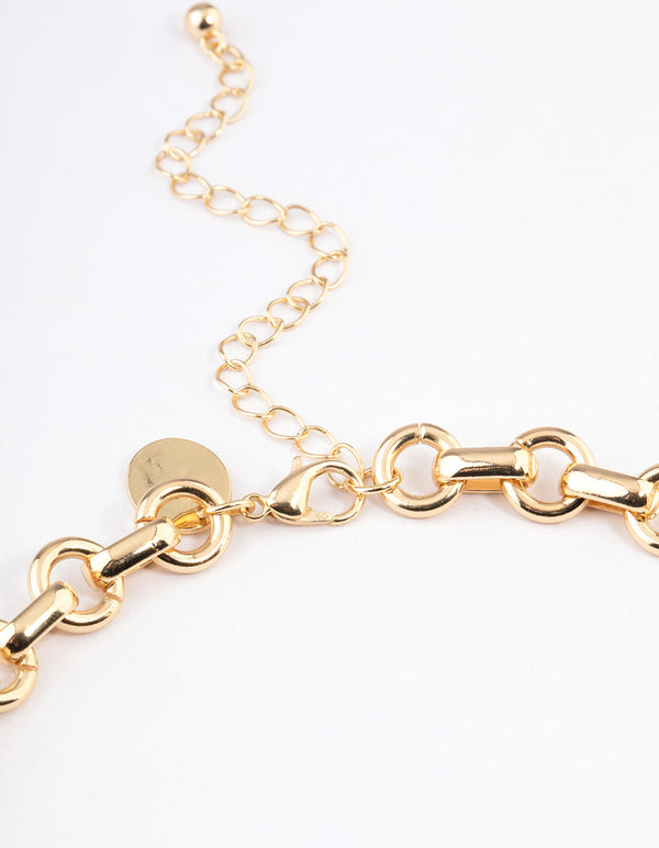Gold Enamel Chain Necklace