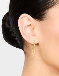 Waterproof Gold Plated Stainless Steel Medium Thin Twisted Hoop Earrings - link has visual effect only