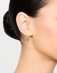 Waterproof  Gold Plated Stainless Steel Classic Baguette Huggie Earrings - link has visual effect only