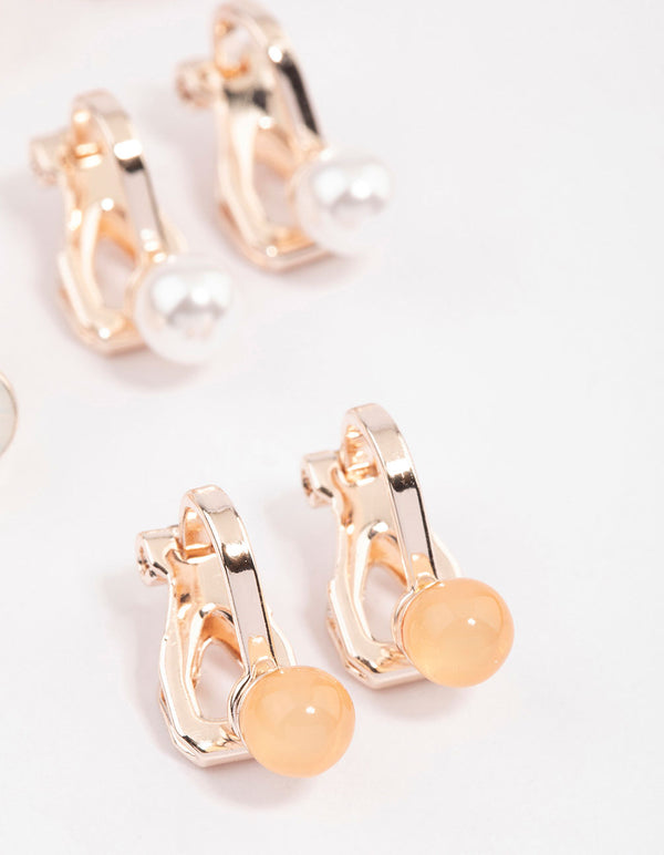 Rose Gold Pretty Garden Clip On Earrings 5-Pack