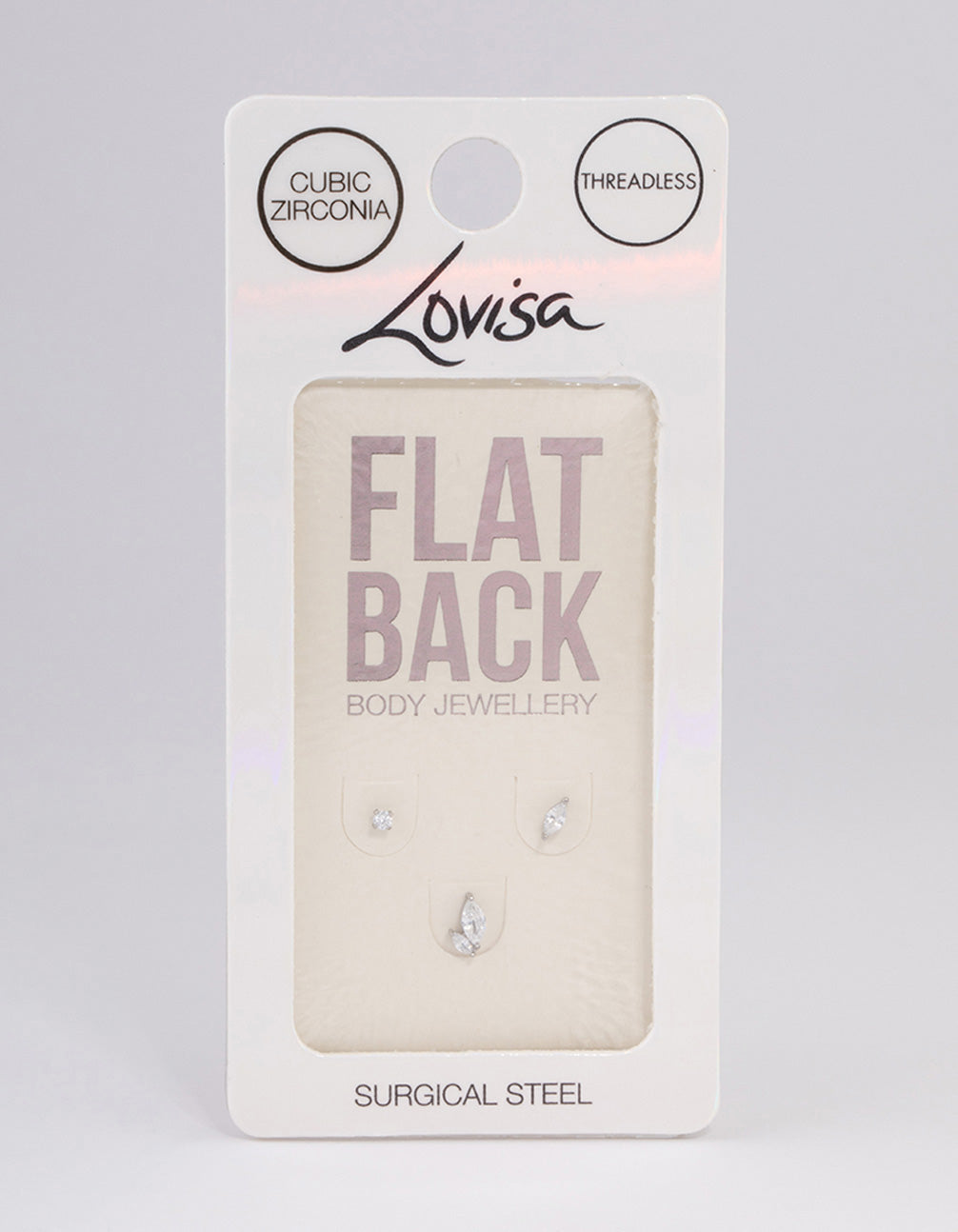 Surgical Steel Cubic Zirconia Leaf Flat Back Pack