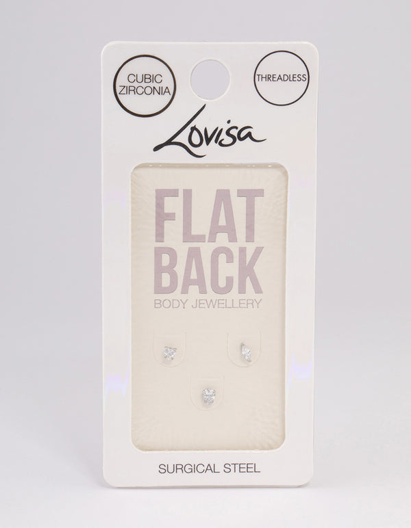 Surgical Steel Cubic Zirconia Classic Flat Back Pack