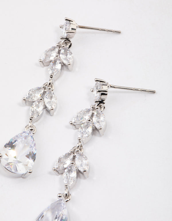 Silver Double Vine Teardrop Earrings