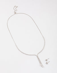 Silver Cup Chain Y-Neck Jewellery Set - link has visual effect only
