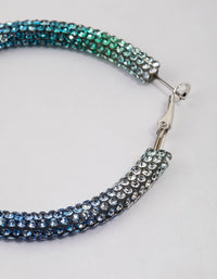 Silver Blue Jet Crusted Hoop Earrings - link has visual effect only