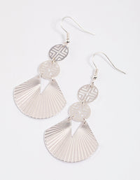 Silver Geometric Disc Fan Drop Earrings - link has visual effect only