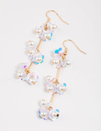 Gold Sequin Stick Flower Drop Earrings - link has visual effect only
