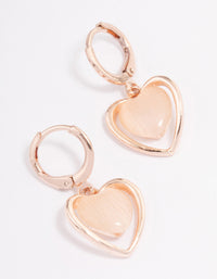 Rose Gold Cats Eye Heart Huggie Earrings - link has visual effect only
