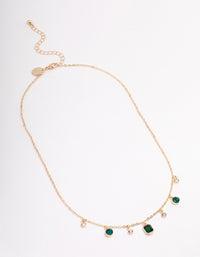 Gold Diamante & Green Pendant Necklace - link has visual effect only