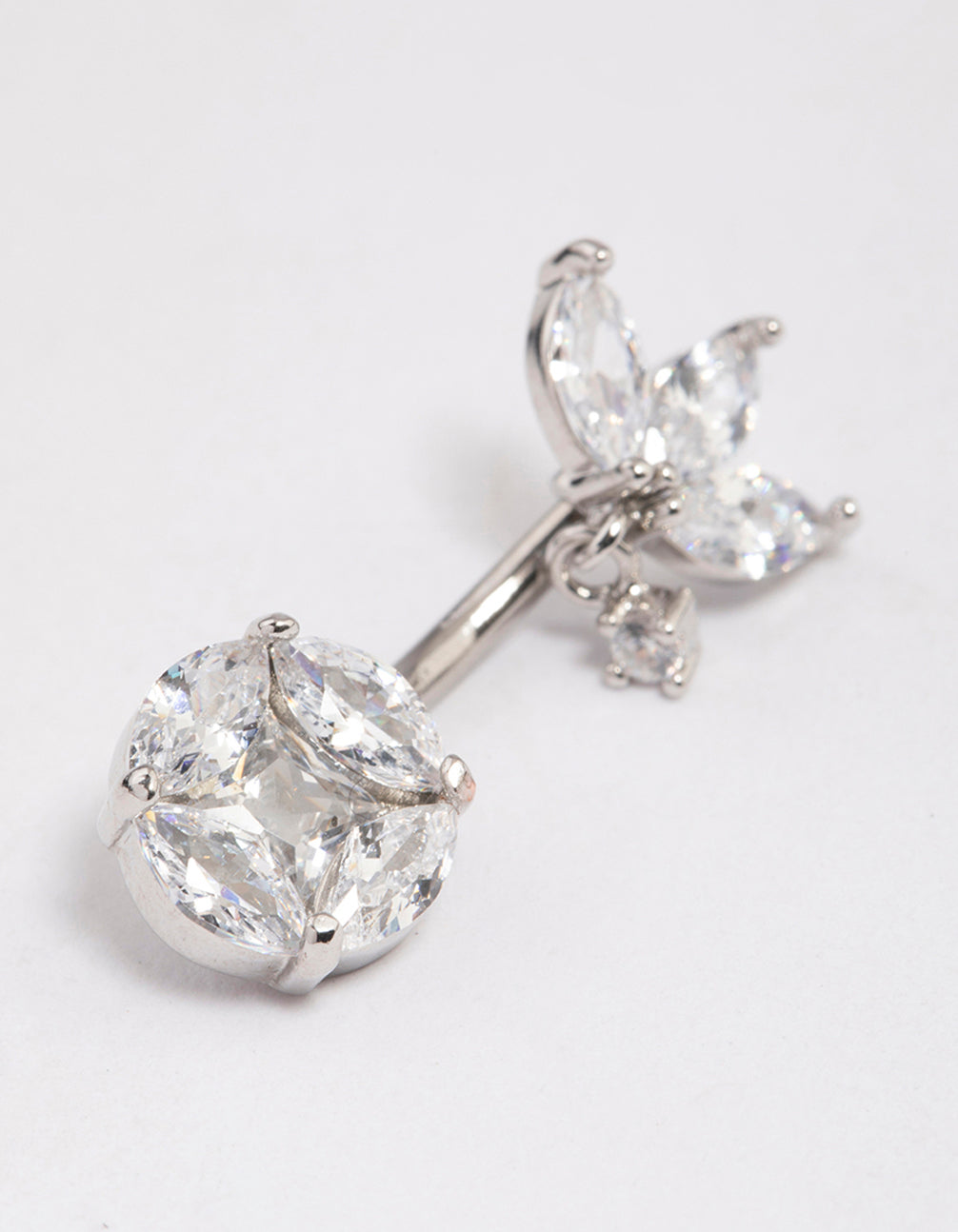 Surgical Steel Cubic Zirconia Triangular Fan Belly Ring