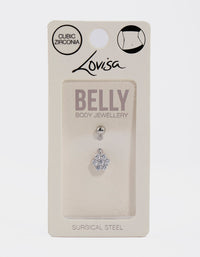 Surgical Steel Cubic Zirconia Chunky Flower Belly Ring - link has visual effect only