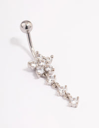 Surgical Steel Cubic Zirconia Flower Triple Belly Ring - link has visual effect only