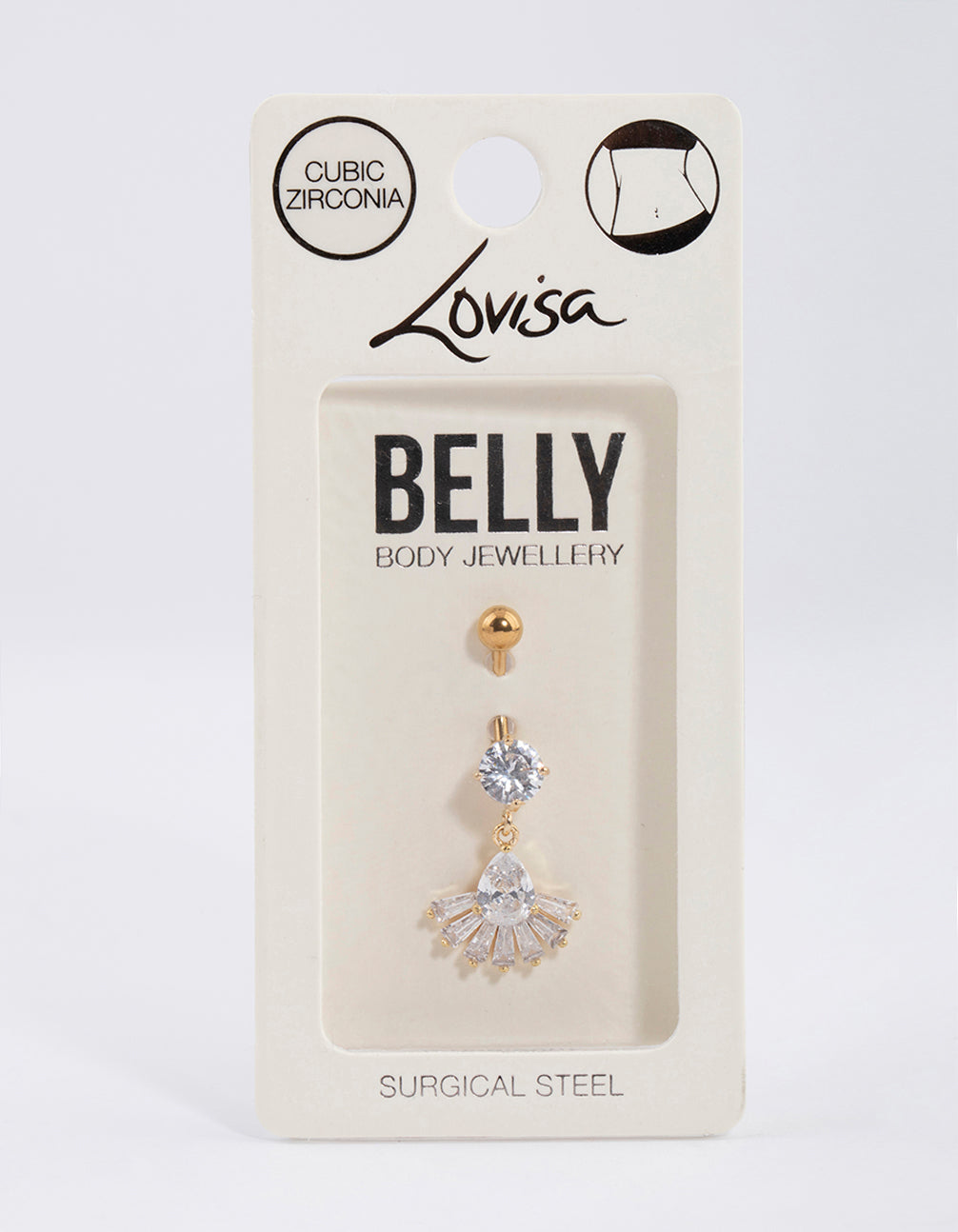 Gold Plated Surgical Steel Pear Fan Drop Belly Ring