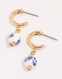 Blue Chubby Beaded Huggie Drop Earrings - link has visual effect only