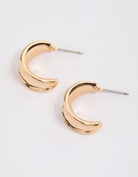 Gold Wide Warped Hoop Earrrings - link has visual effect only